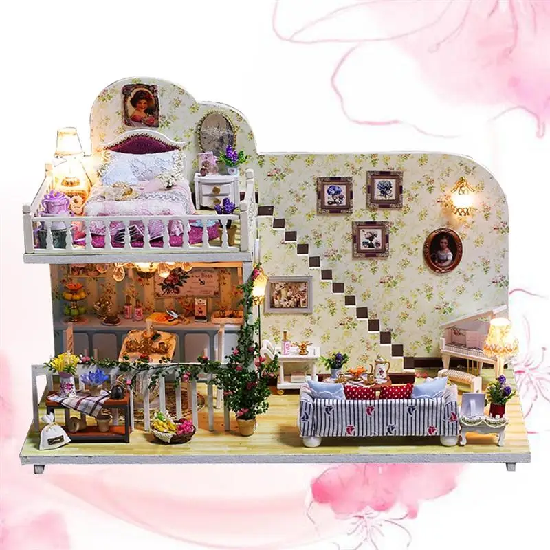Миниатюрный набор для рукоделия, домашний набор, модель комнаты, модель ручной работы, деревянный дом, развивающая игрушка с мебелью для детей, играющий в подарок