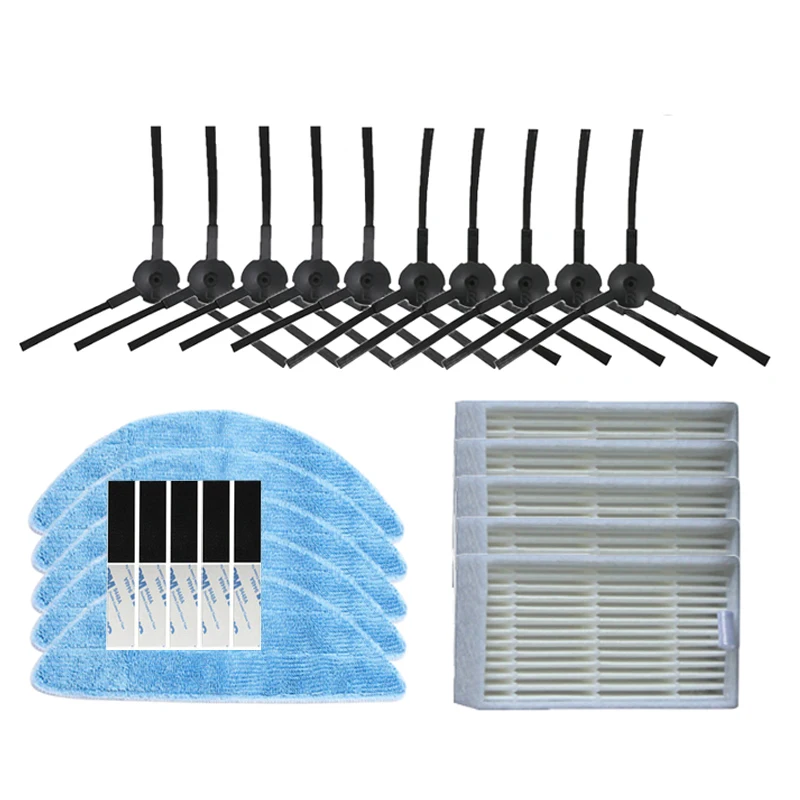 

25pcs/lot Hepa filter side brush mop pads magic paste replacements For ilife V3 V5 V5s V3s V5s Pro V50 X5 vacuum cleaner parts
