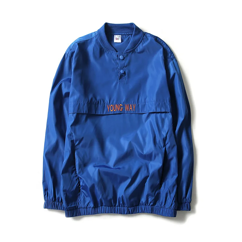 

2018 New reflective windbreaker Jacket Men Tide Brand off white Tracksuit Coats Hip Hop Male Outdoor sports Button round neck