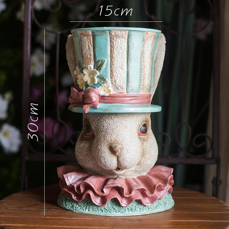 Ретро литературные сны, серия чудес, мистер кролик, цветочный горшок из смолы, цветочное украшение, украшение - Цвет: Miss Rabbit