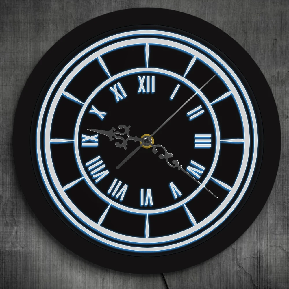 

Traditional Roman Numeral Wall Clock with LED Lighting Minimal Vintage Design Home Decor Living Room Luminous Clock Wall Watch