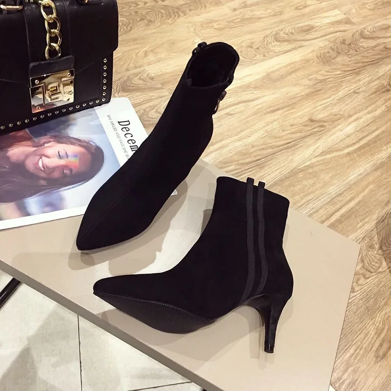 Talons Hiver De Femmes En 2018 Noir Plus Avec Daim 0110 Épaissie Pour Pointu Nouveau Velours Bottes Ljj PXOwqwErdx