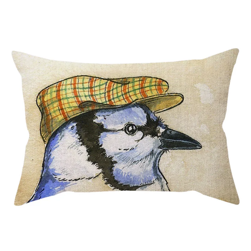 30x50cm Cute Animal Bird Wear a hat Colorful Vintage Sofa Decorative Throw Pillow Case Hen Crow Funny Car Chair Cushion Cover M088-21