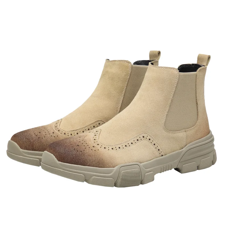 

mens velvet bullock carve patterns designs woodwork leather Chelsea boots man British Martin boots steel toe shoes cashmere
