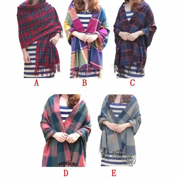 Fantastic Hot 2014 Oversized Blanket font b Tartan b font Shawl Scarf Warm Shawl Plaid Cashmere