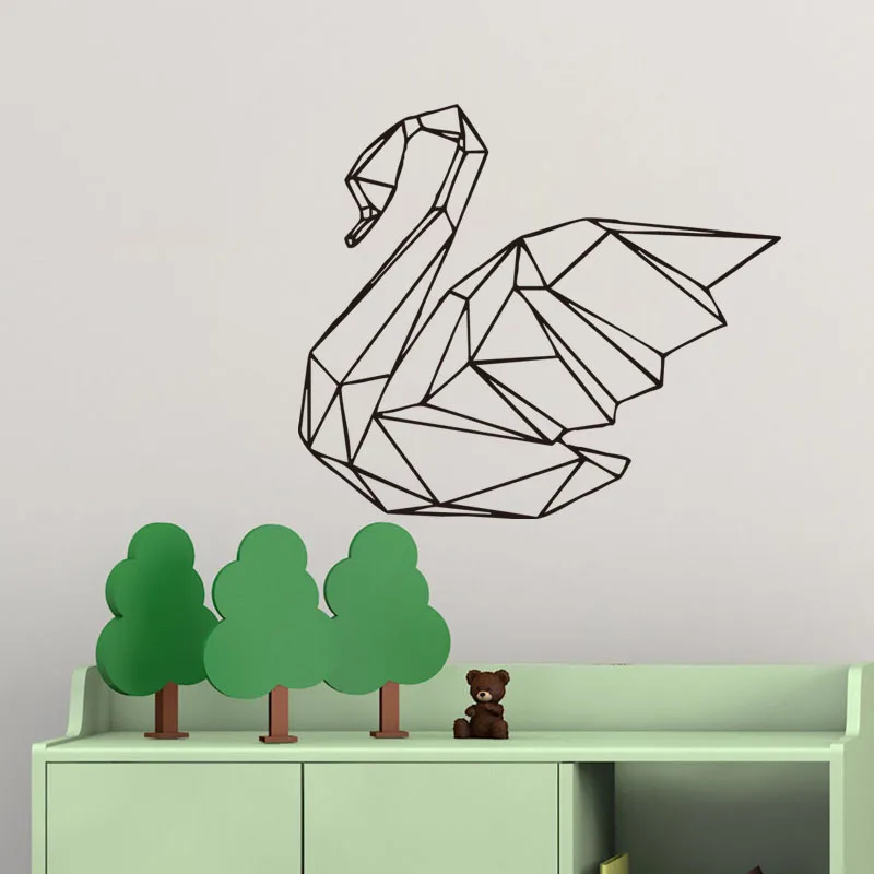 

Geometric Swans Wall Decals For Walls Decorative Vinyl Stickers Self Adhesive Animals Wallpaper For Bedroom
