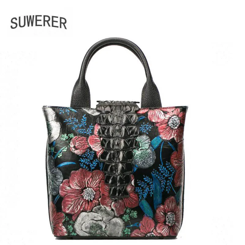 

SUWERER 2019 new women's leather shoulder messenger bag high-grade leather luxury embossed ladies designer bag