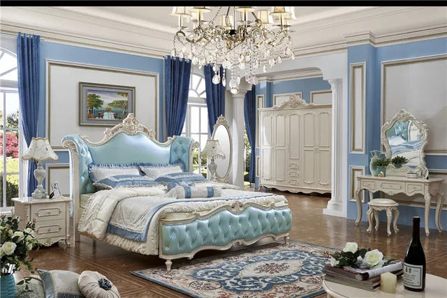 Slaapkamer meubels china massief hout gesneden bed blauw kleur bed ... Slaapkamer meubels china massief hout gesneden bed blauw kleur bed ...