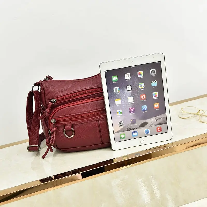 Annmouler pequeños, las mujeres bolsa de cuero de la Pu bolso de Multipockets suave lavado bolso de hombro de cuero 2 colores bolsa de mensajero Annmouler pequeños, las mujeres bolsa de cuero de la Pu bolso de Multipockets suave lavado bolso de hombro de cuero 2 colores bolsa de mensajero