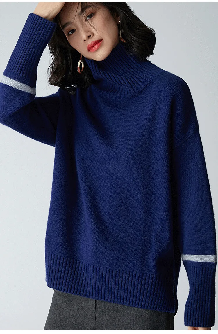 Nouveau Femme Épaissir Cachemire Pull Col Qualité La Pulls Mode Chemise Style Top Tricot En Paresse Haute 2018 Roulé Femmes Court IgaxSOI