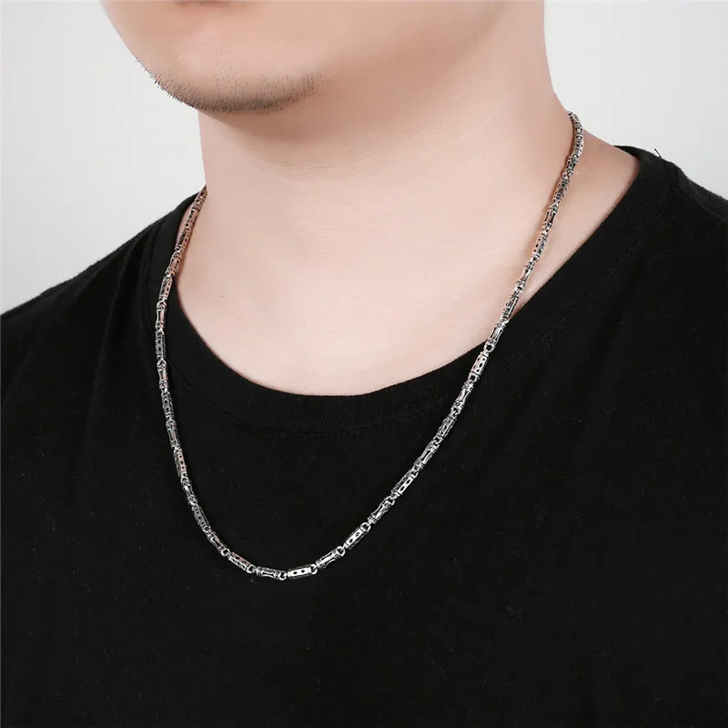 GAGAFEEL 925 пробы серебряные ювелирные изделия длинное ожерелье для мужчин Мода Бамбуковая форма цепи ожерелье s 50 см 55 см 60 см