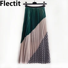 Модная разноцветная клетчатая плиссированная юбка средней длины, новинка, женские юбки