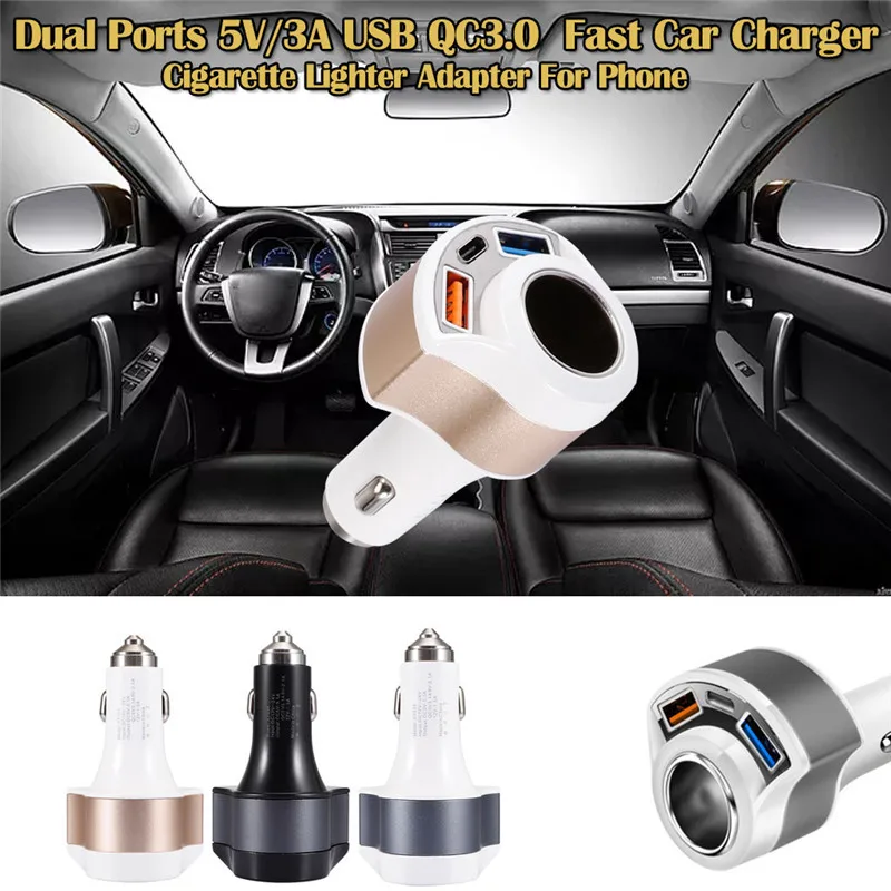 Автомобильное зарядное устройство kongyide с двумя портами 5 В/3 А 9 В/2 12 В/1 USB QC3.0