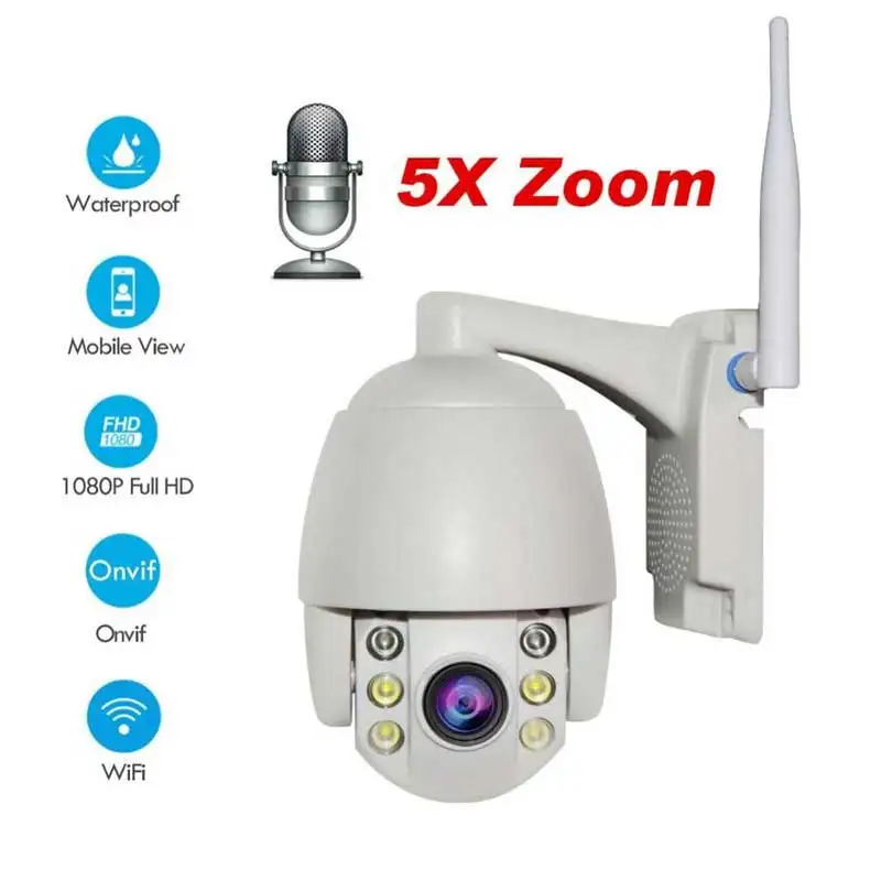 

Mini PTZ Camera 5X Zoom HD 1080P Waterproof Security IP Camera 360° View ONVIF CCTV Video Surveillance System Full Color Night