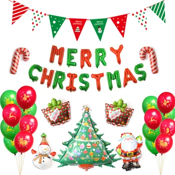 

45pcs Christmas Balloons set New Year Home Decorations Santa Claus Elk Snowball Aluminum Films Ballons Festival Party Supplies
