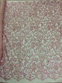 

yaking-377 glued glitter print african mesh tulle lace 5yards for evening dress