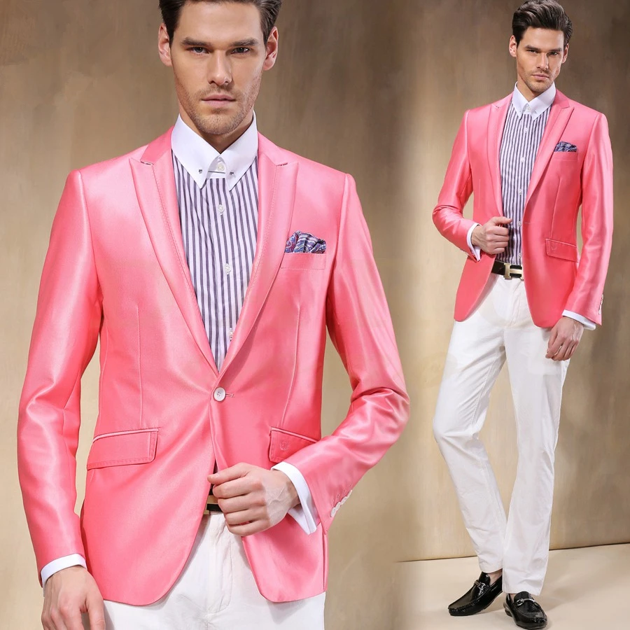 white pants pink blazer