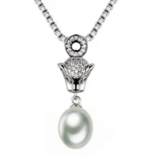 SNH новейшее стерлингового серебра 925 Ожерелье Подвеска 9 мм AAA натуральная белая капля мать ювелирные изделия из жемчуга