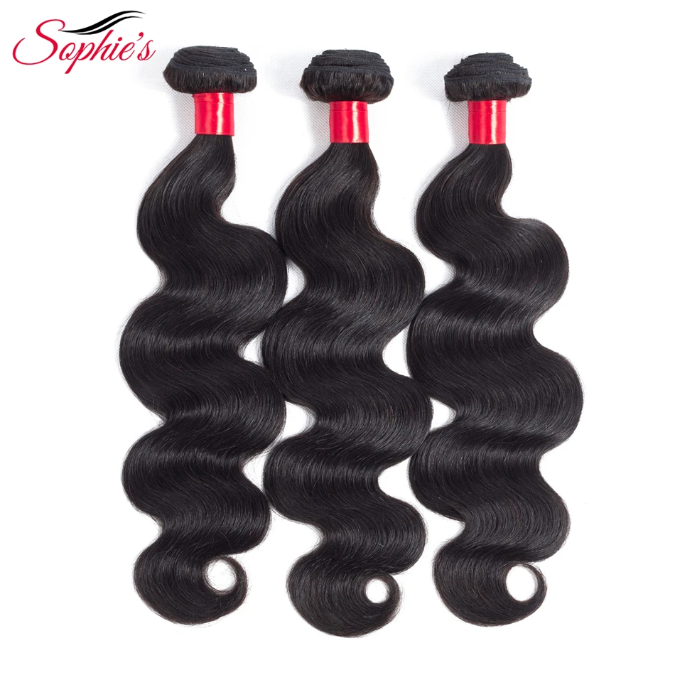 sophie's Hair Malaysian 3 Bundles Non-Remy Hair Extensions Body Wave 100% Human Weaves Natural Color