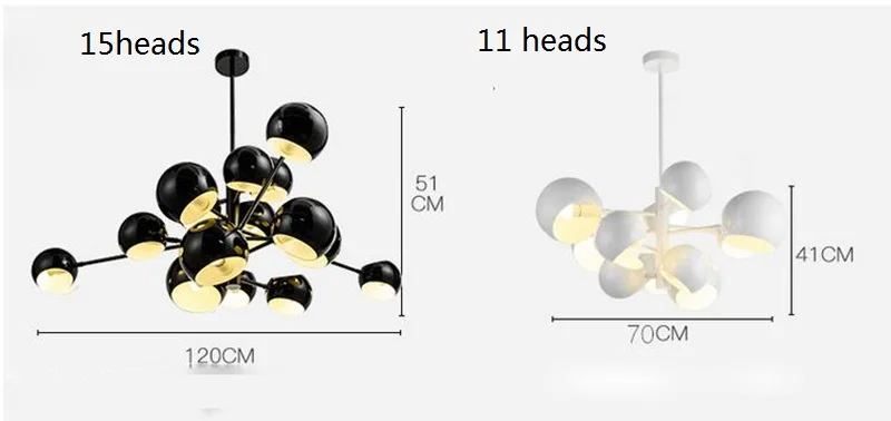 Современные круглые светодиодные подвесные светильники дизайнерские простые подвесные светильники черный белый 11 13 головок подвесные светильники для отеля E021