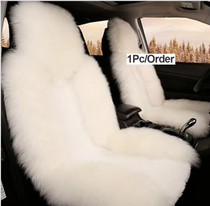 Luxury Universal font b Car b font Seat Covers 100 Australian Sheepskin Autumn Winter Warm Fur