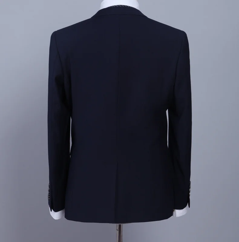 Business Suits Double Breasted Custom Made Suit Wedding Suits for Men Slim Fit Suits Navy Blue Groom Tuxedos 2018 New Arrival
