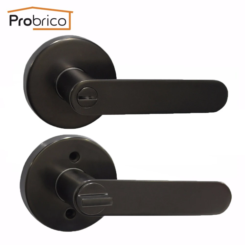  Probrico Interior door Handle Bedroom Door lock front back Lever with Lock cylinder Cold Grey door  - 32828247296