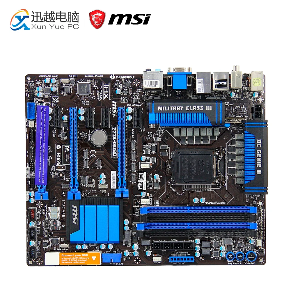 

MSI Z77A-GD80 Desktop Motherboard Z77 Socket LGA 1155 i7 DDR3 32G SATA3 USB3.0 ATX