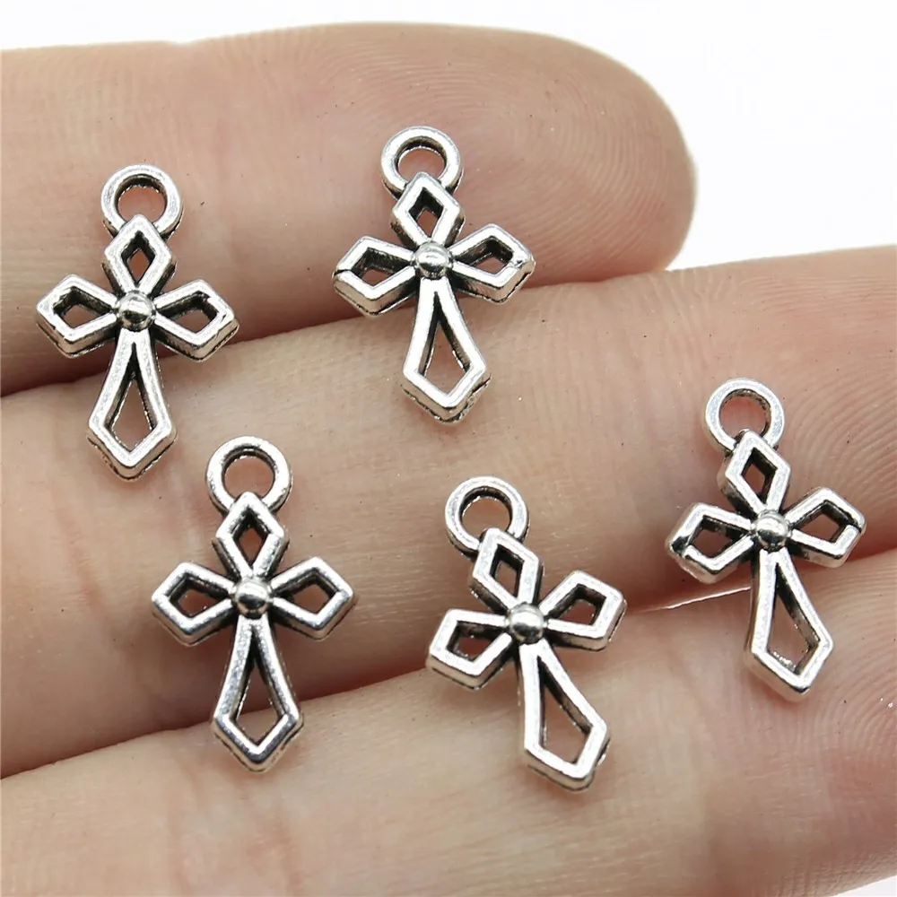 WYSIWYG 30pcs 16x10mm Cross Charms For Jewelry Making Cross Charms Diy