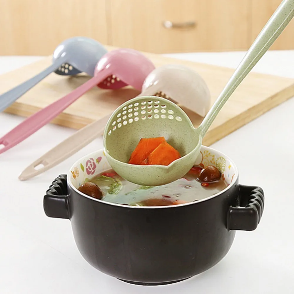 

2in1 Soup Spoon Colanders Long Handle With Filter Tableware Porridge Spoons Multi-function Dinnerware Kitchen Colander Tools