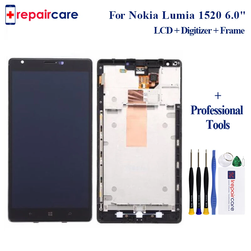 

Original For Nokia Lumia 1520 LCD Display with Touch Screen Digitizer Assembly with frame Free DHL Shipping 10pcs/lot