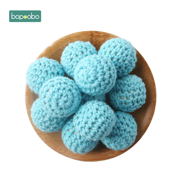 Bopoobo 20mm 10pcs Wooden Crochet Beads Chewable Beads DIY Wooden Teething Knitting Beads Jewelry Crib Sensory Toy Baby Teether 9