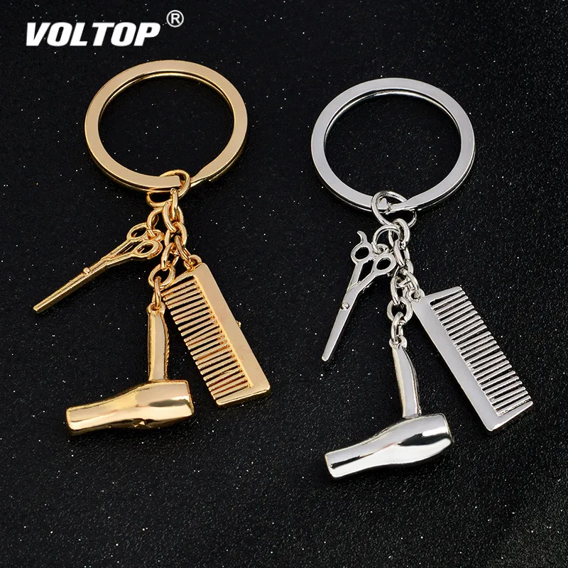 

Personality Keychain Hair Dryer Combs Scissors Pendant Hairdressing Tools Hair Stylist Scissor Blow Salon Creative Gift