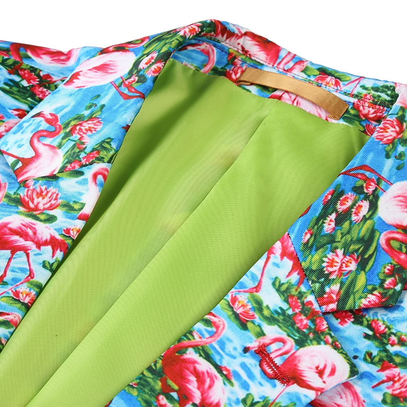PAULKONTE 2019 Fashion Flamingo Print Mostly Male Blazer Jacket For Men Suit Top High Quality Party Wedding Man's Jacket