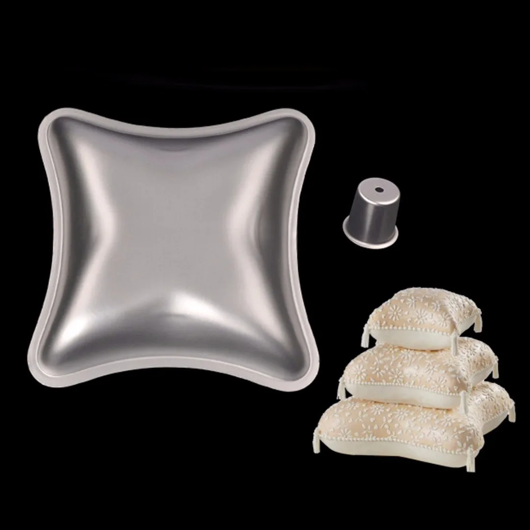 New 4pcs Cake Tins Mold Pillow Cushion Shape Cake Baking Pan Aluminium Alloy Mold
