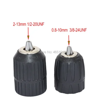 

2-13mm 1 / 2-20UNF 0.8-10mm 3 / 8-24UNF self-locking, self-tightening keyless drill chuck threaded hole plastic hand drill chuck