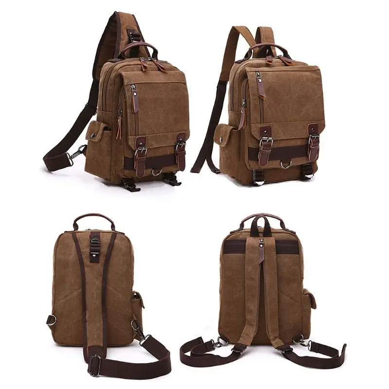 Men Canvas Sling Backpack Crossbody Shoulder Bag Travel Hiking Chest ...