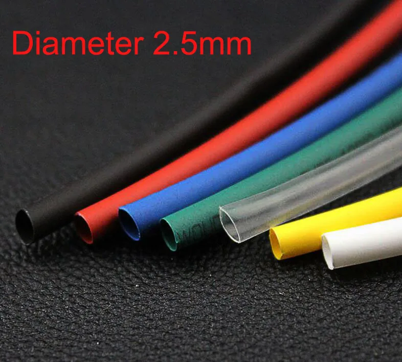 Ratio 2:1 2.5mm Dia Black/Red/Yellow/White/Clear/Greed/Blue Polyolefin Heat Shrinkable Tube 10M 32.8Ft | Обустройство дома