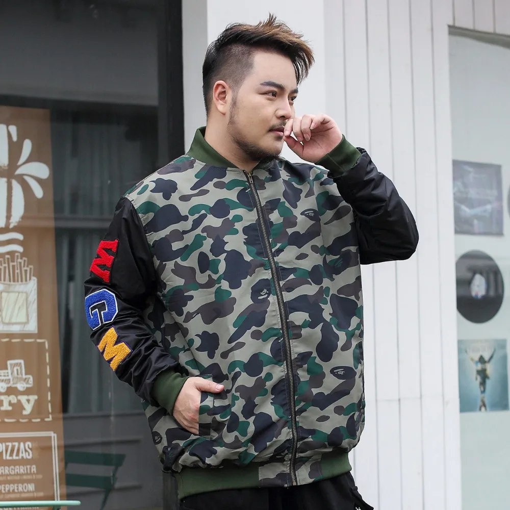 

Plus size XXL - 8XL new style camouflage casual jacket young men stand collar fashion outerwear for spring and autumn 5XL-6XL