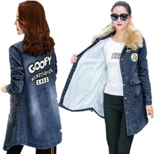 Зимняя меховая джинсовая куртка женская куртка-бомбер джинсы стираного синего цвета куртка пальто с теплой подкладкой Casacos Feminino G227