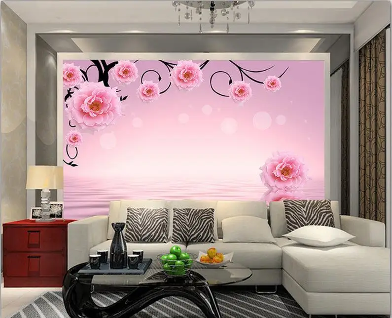 

3d wallpaper custom photo mural non-woven  reflection Rose sofa background wall painting living room wallpaper for walls 3d