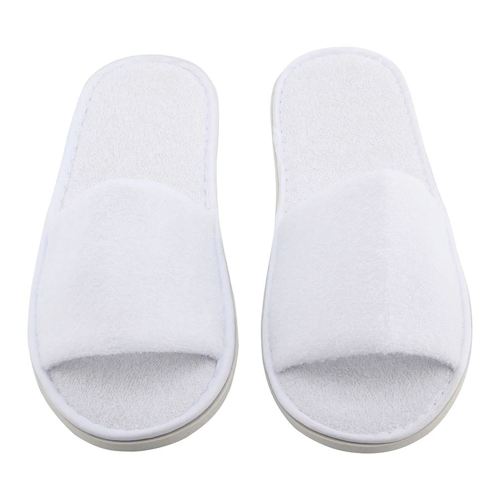 

COSW Hot 5 pair White Towelling Hotel Disposable Toe Slippers Terry SPA Guest Party Shoes