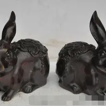 S01999 " Китайский фэншуйская бронза животных Зодиака Кролик Банни богатство богатый lucky фу статуя