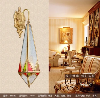 

Large Garden stained glass wall Lamp Entrance Tiffany lighting Arandela Modern luxury Copper Wall sconce led landscape Lighting