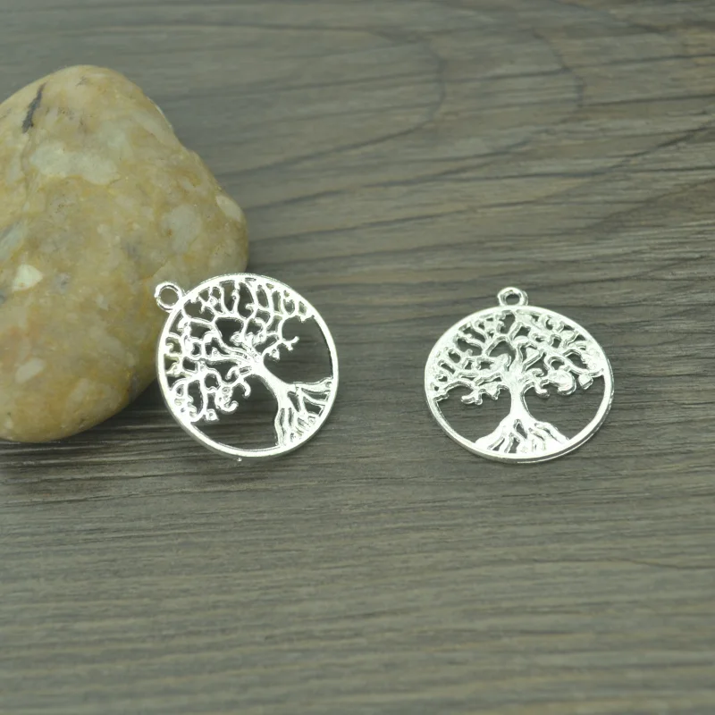 

50pcs Fashion metal silver plated charm Tree of Life pendants diy charms for jewelry making 29*26mm B4102