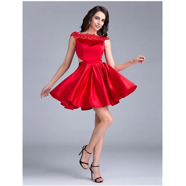 TS Couture Ball Gown Fit & Flare Bateau Neck Short / Mini Satin ...