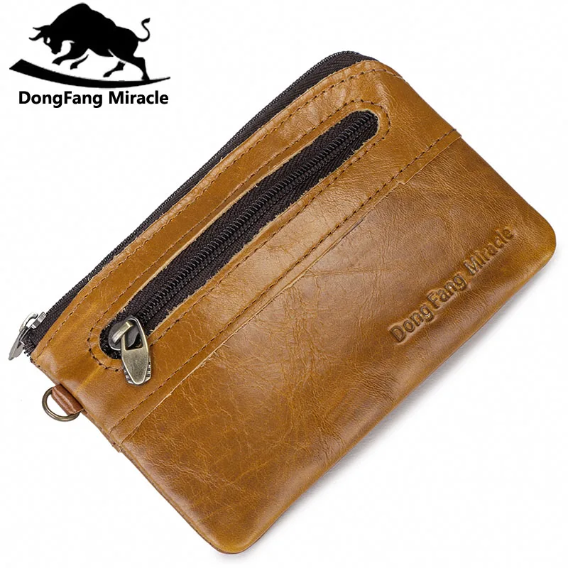 

DongFang Miracle New casual men women coin purse small coin bag card holder men genuine leather clutch small pouch zipper purse
