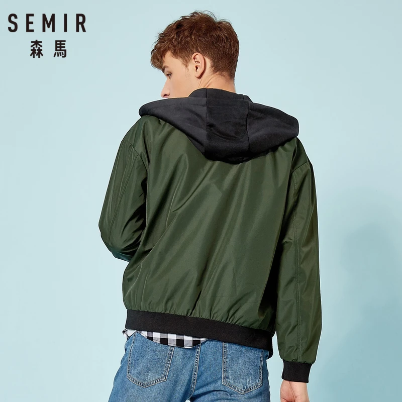 Куртка SEMIR мужская с капюшоном уличная ветровка на молнии кулиской капюшоне
