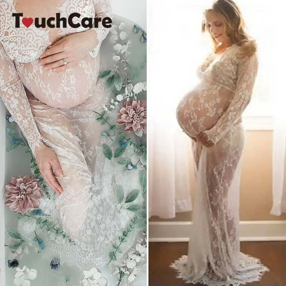 Touchcare кружево платья для женщин средства ухода за кожей будущих мам подставки фотографий прозрачный вечернее платье для беременных фотосессии платье выдалбливают - изображение