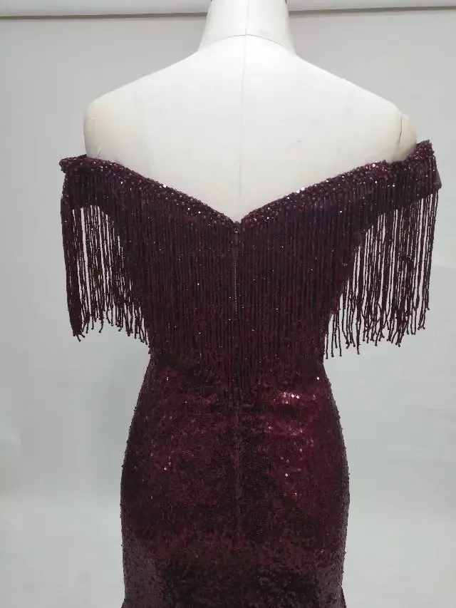 off the shoulder sequin dress